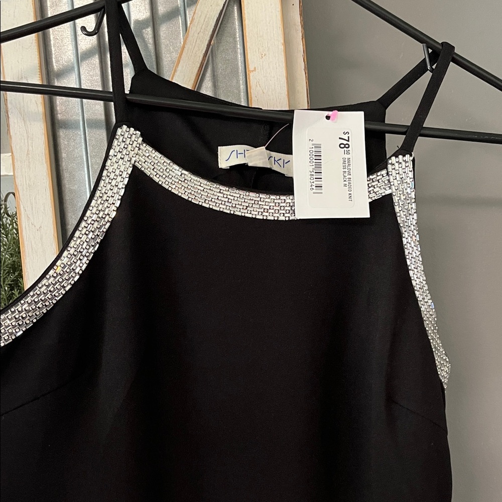 She + Sky Black Dress with Silver Detailing